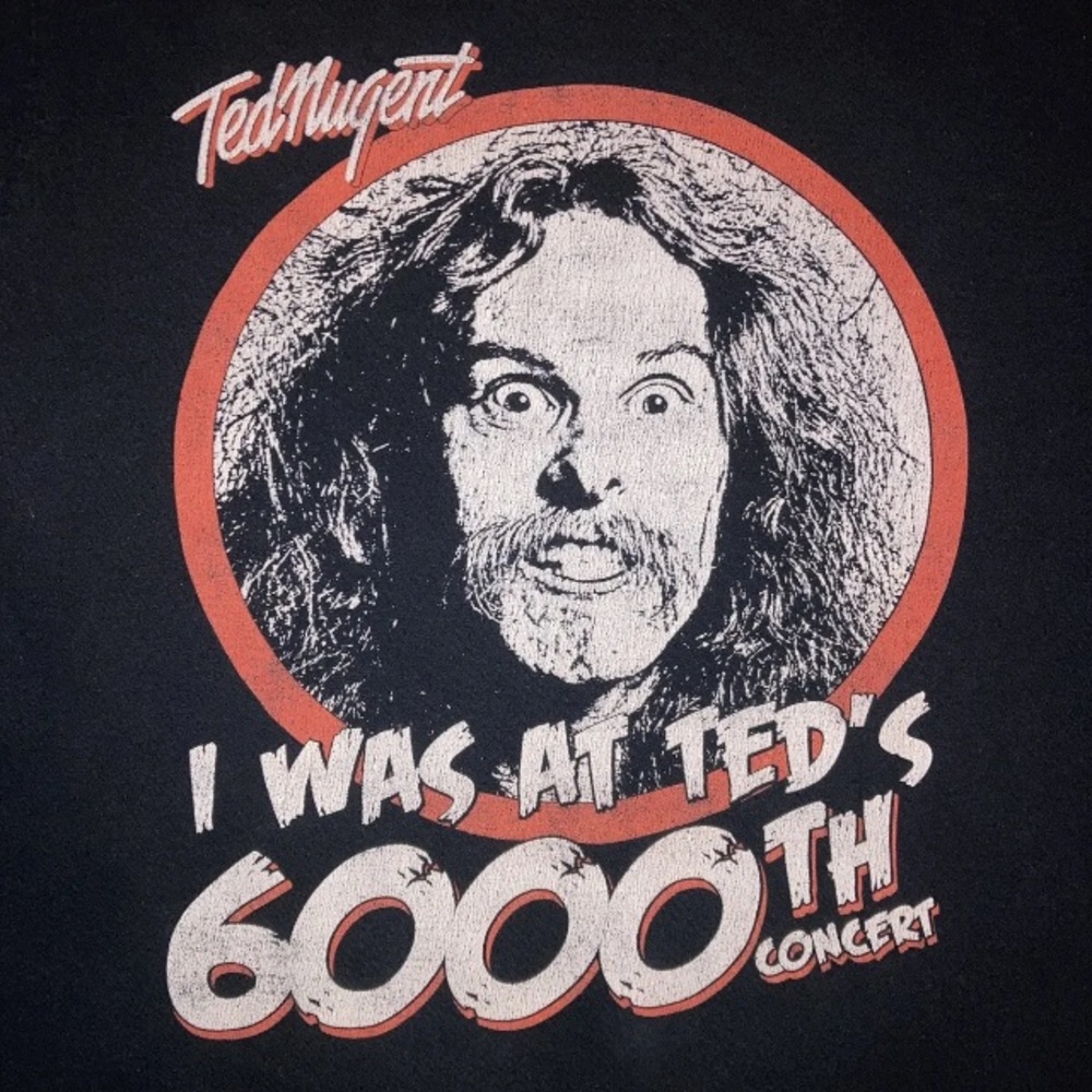 Ted Nugent 6000th Detroit Rock Tee Concert 2008 Black T-Shirt Size L Men’s Faded - Picture 4 of 9